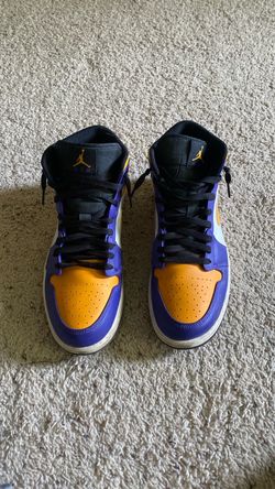 Air Jordan 1 Mid Purple Yellow Sneakers