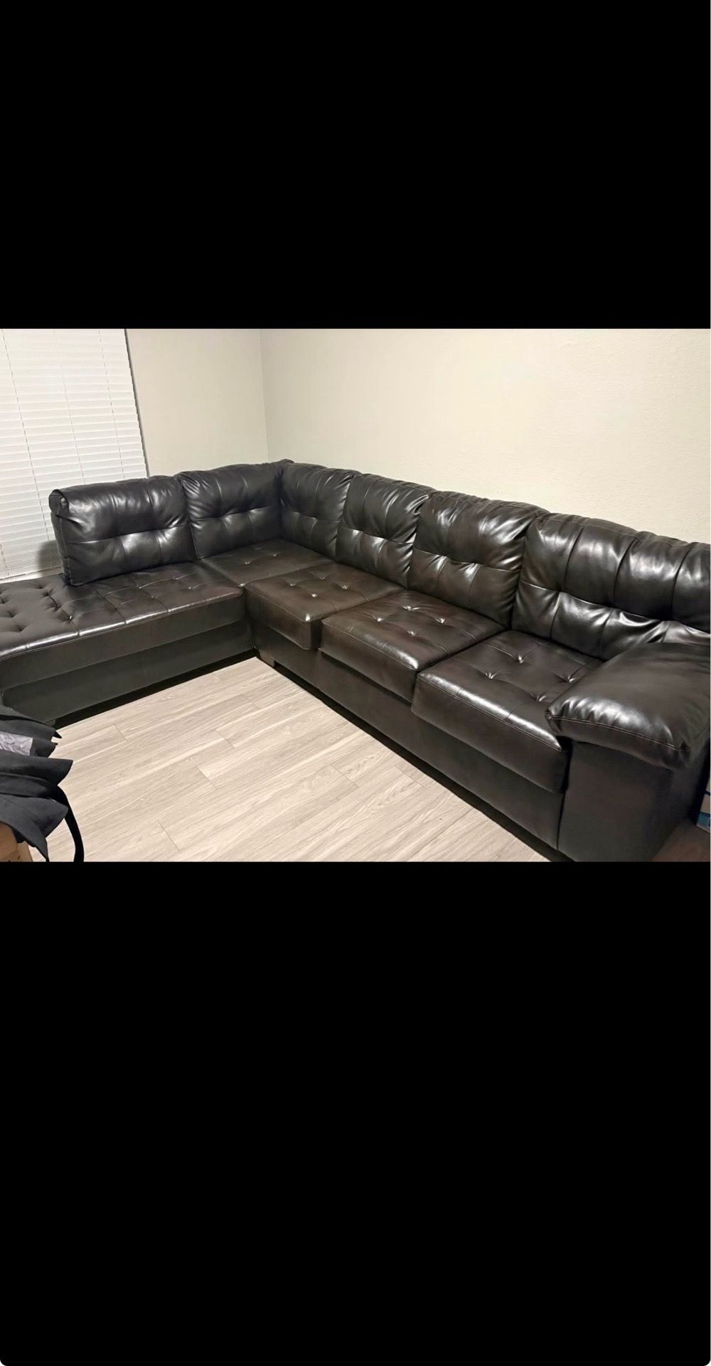 Brown leather couch