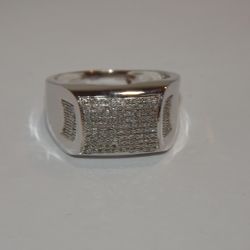 Men’s White Gold Diamond Signet Ring 