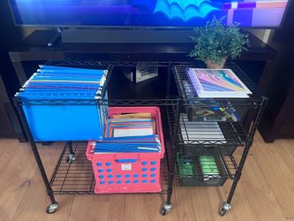 Rolling organization file cart with drawers