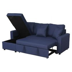 ❎❎ Brand New Navy Couch 🛋️ L Shape Sectional Sofa With Storage And Pull Out Bed 🛏️ 