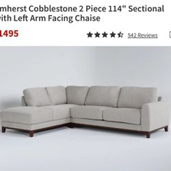 Amherst Cobblestone 2 Piece 114" Sectional with Left Arm Facing Chaise