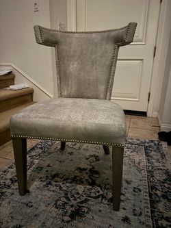 Pair of Bernhardt Interiors Remy Dining Side Chairs – Cocoa Gray Nailhead Trim