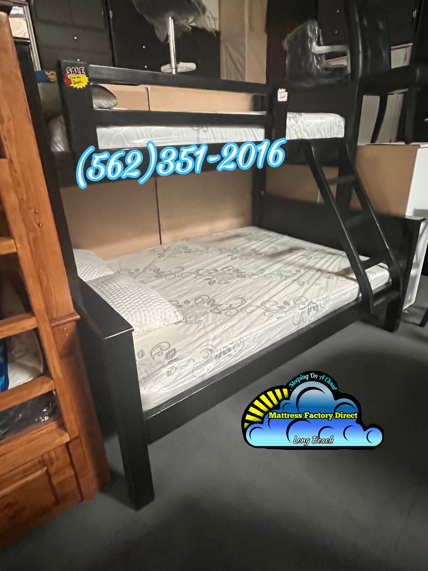 Twin Full Black Bunk Bed With Mattresses Colchones 