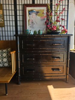 Ebony Faux Bamboo 3 Drawer Dresser