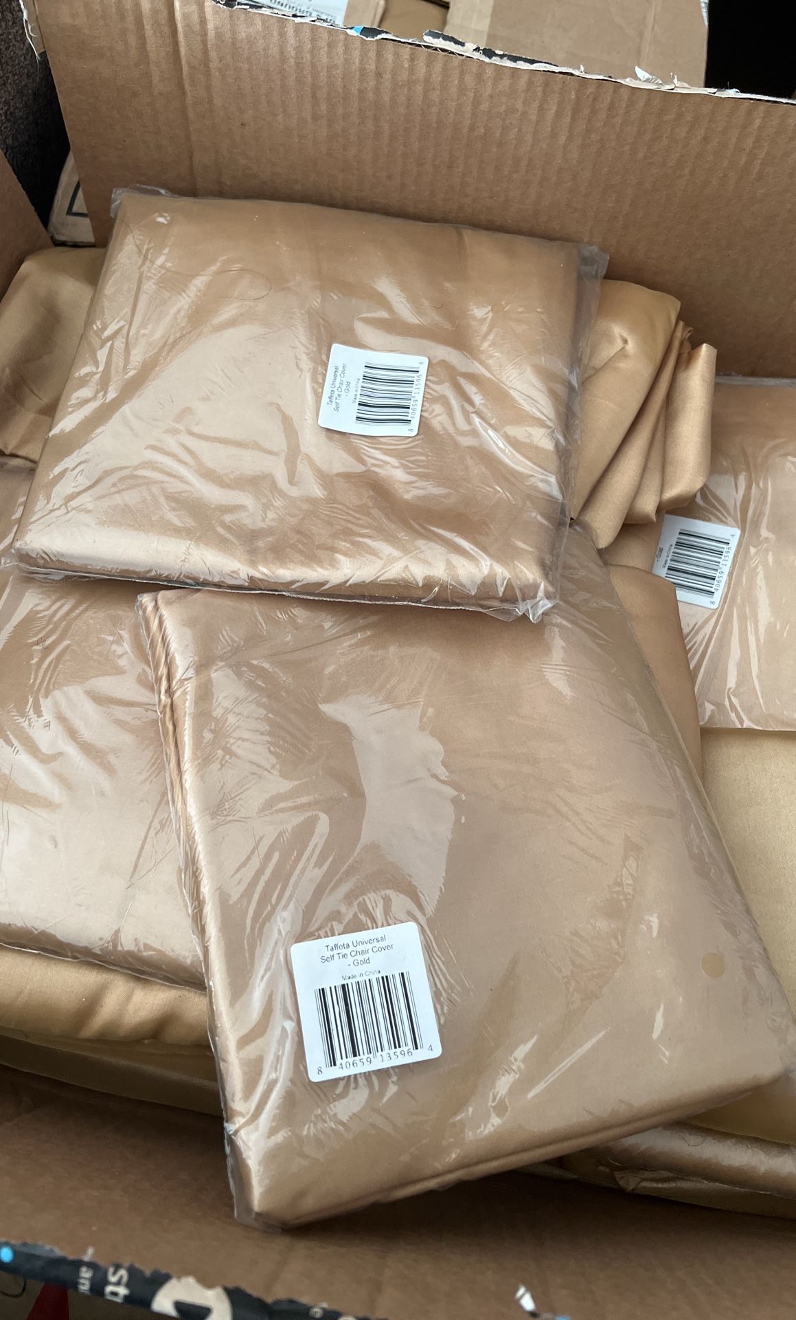 Taffeta Universal Self Tie Chair Cover Gold Color