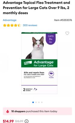 Advantage Topical Flea Treatment and Prevention for Large Cats Over 9 lbs 1 month dose