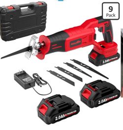 FULLYEA Reciprocating Saw Cordless, Brushless Recipro Saw 0-3500 SPM, Cordless Saws with 2 * 2.0Ah Batteries & 4 Blades, Battery Powered Reciprocating