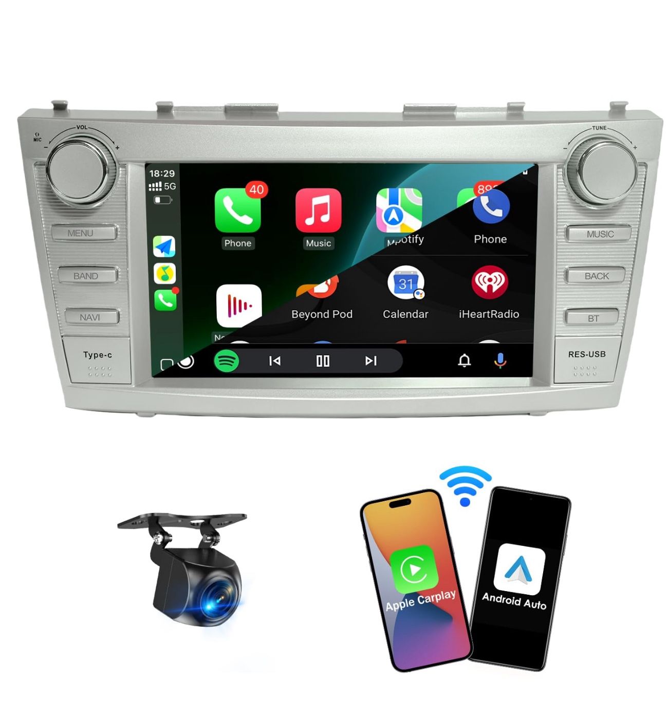4GB+64GB Car Radio for Toyọta Caṃry 2006-2011,8”Touchscreen Car Stereo with Wireless Carplay/Android Auto,AM/FM, Android 13 Camry Radio with AHD Backu