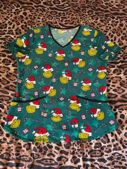 Grinch Scrub Top Size Medium