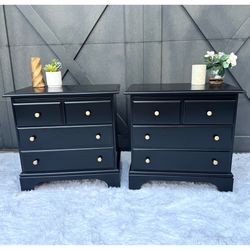 Black Bassett Refinished Nightstands / End Tables