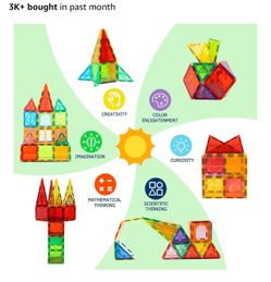 Magnetic Tiles Building Set for Kids 250 pcs