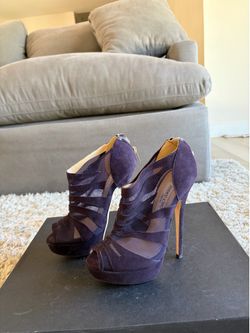 Jimmy Choo Purple Suede Mesh Bootie Heels - US Women's Size 6 (EU 36)