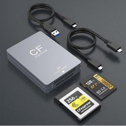 Lector de tarjetas CFexpress tipo B y SD de doble ranura, USB 3.1 Gen 2 10Gbps.