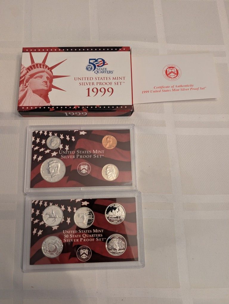 1999 Silver State Quarter 5pc Proof Set - with box and coa