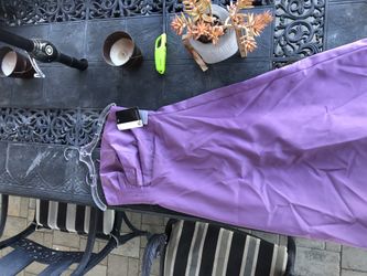 Purple strapless formal dress knee length