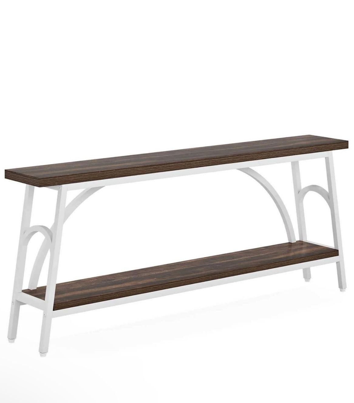 C0868 2-Tier Console Table, 70.8” Sofa Table Hallway Table with Open Shelves