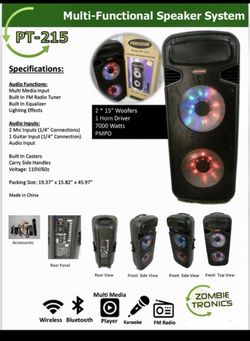 Precision Pt-215 !! Double 15inch rechargeable Bluetooth speaker !!!