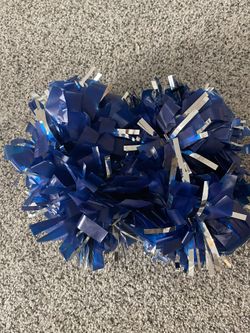 Royal Blue & Silver Metallic Cheer Poms - New