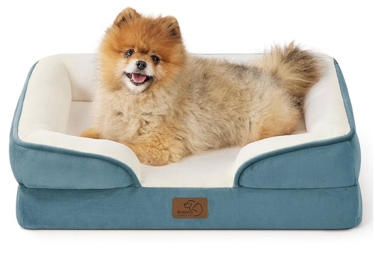 (6000A)Bedsure Small Orthopedic Dog Bed - Washable Bolster Dog Sofa Beds for Small Dogs, Supportive Foam Pet Couch Bed with Removable Washable Cover,