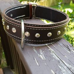 LEATHER DOG COLLAR BROWN COLOR