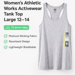 NWT Women’s Athletic Works Activewear Tank Top Large 12-14 Gray Moisture Wicking 