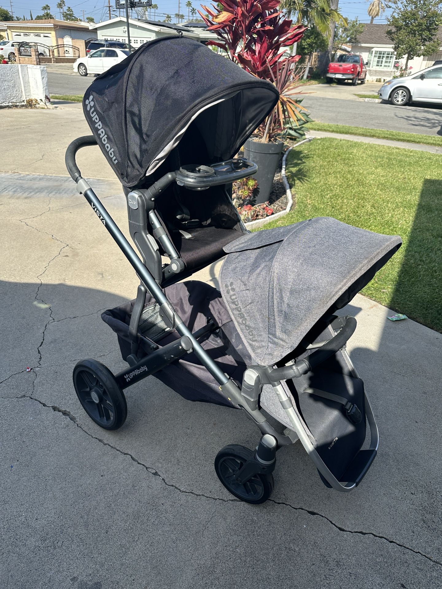 UPPAbaby Single + Double System Stroller in Charcoal + Second Seat + Adapter and Organizer Black Charcoal 