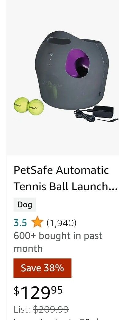 PetSafe Automatic Tennis Ball Launcher – Interactive Dog Ball Thrower – Adjustable Range – Motion Sensor – Indoor & Outdoor Toy – A/C Power or Batteri