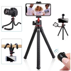 New packed Tripod for iPhone, COMAN Flexible Camera Tripod, Hidden Phone Tripod Mount with Cold Shoe, Waterproof Tripod Stand for GoPro, Portable Trav