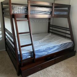 Twin Full Expresso Bunkbed With Ortho Matres!