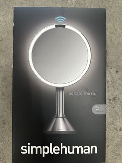 SIMPLEHUMAN 8" 5x Magnification Sensor Mirror ST3052 Silver Stainless Steel NIB