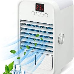 Mini AC USB Portable Quiet Mini Air Conditioner Cooler w/ Display Temperature & LED Light