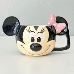 Minnie Mouse Authentic Disney Store Coffee Mug Cup 3D Ears Pink Bow Collectable