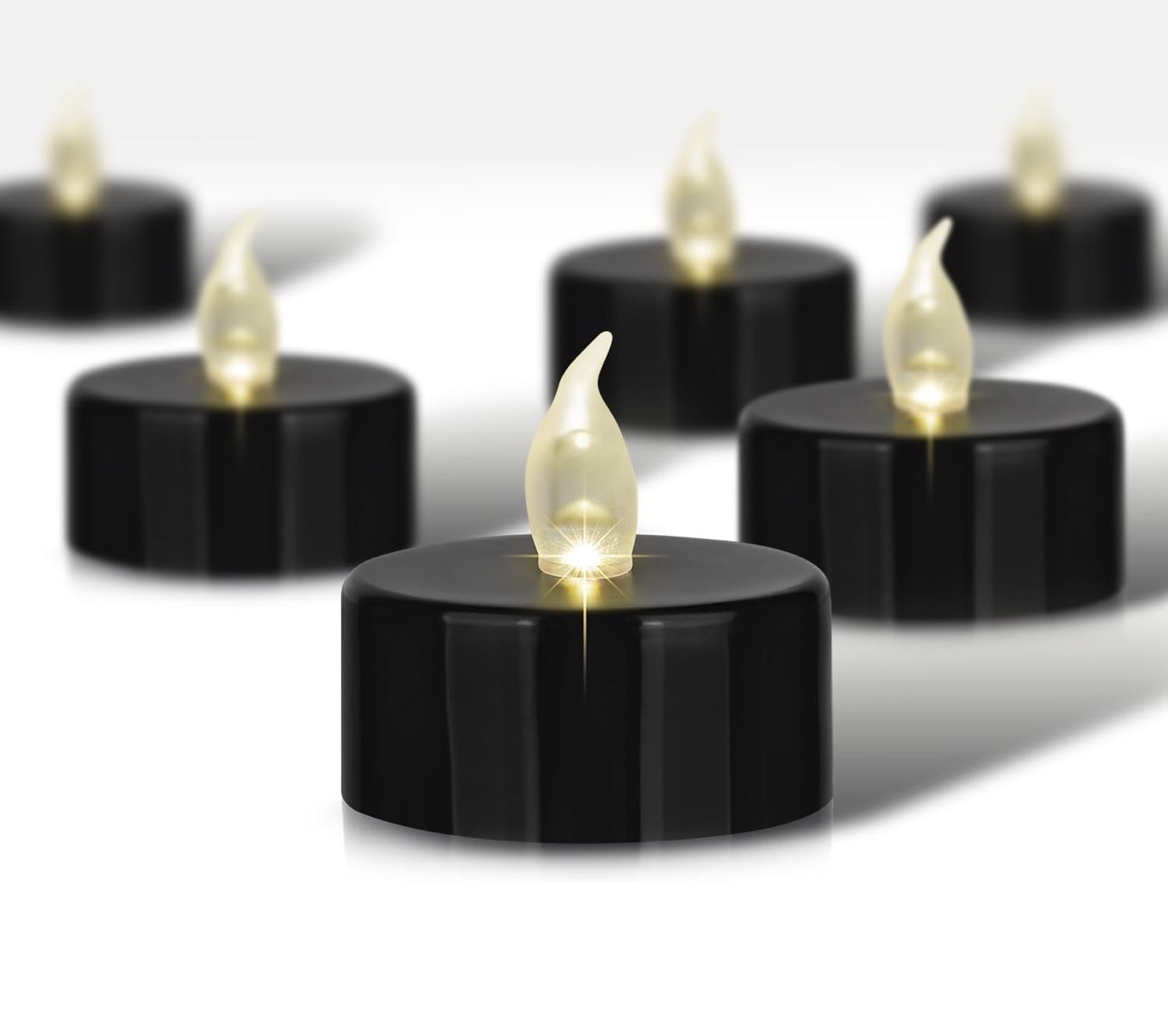Black Tea Lights Candles Battery Operated, 27 Pack