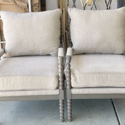 2 Sturdy Light Grey/beige Chairs