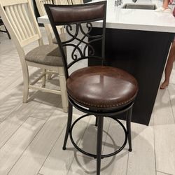 Metal Counter Height Swivel Stool, Brown Set Of (2)