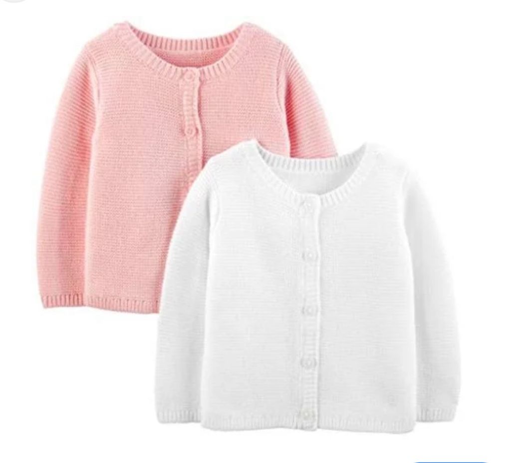 Simple Joys by Carter's Girls' 2-Pack Knit, White/Pink, Size Little Kid