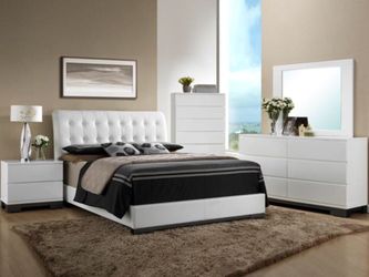 Brand new queen complete bedroom set bed dresser mirror nightstand and chest
