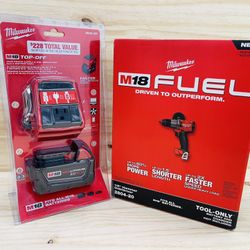 Milwaukee m18 top off inverter with 5ah battery and m18 fuel hammer drill 