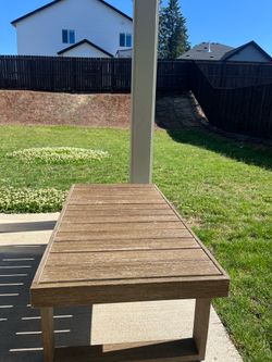 West elm port side bench coffee table teak