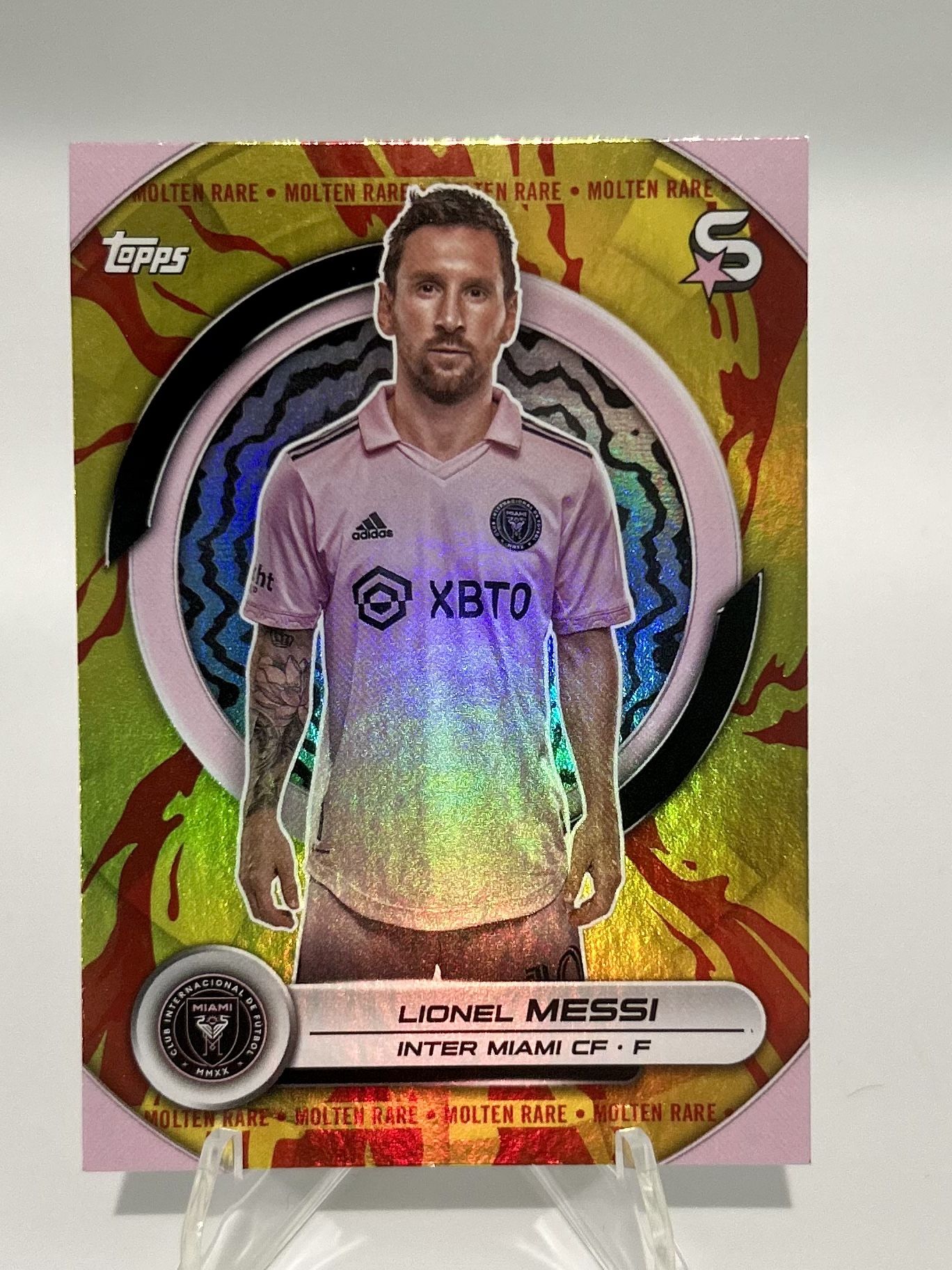 Lionel Messi Topps Molten Rare Fire Spot #1 Inter Miami