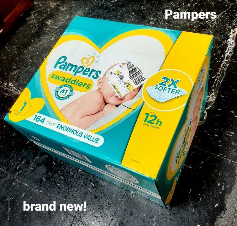 Pampers 8-14lbs 164 Count New Box Of Diapers / Pampers Swaddlers