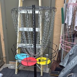 Disc Golf Practice Basket With 3 Discs