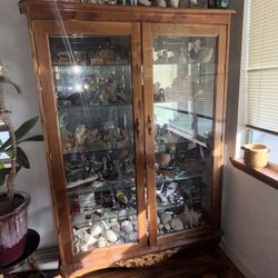 Antique Walnut Curio Cabinet – Glass Display Case
