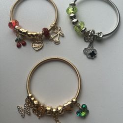 3 Stainless Steel Charm Bracelets 