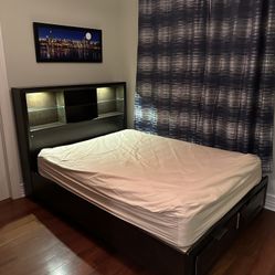 Queen Bed & Dresser Set Espresso - Barely Used