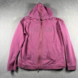 Vintage Bcbg Maxazria Rhinestone Women’s Pink Hoodie Jacket Y2K #3171