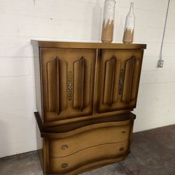 Vintage Mid-Century Tallboy Cabinet Dresser