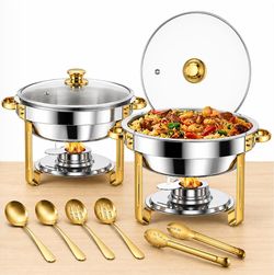 🍽️ GARVEE GOLD STAINLESS STEEL CHAFING DISH – 2-PIECE SET