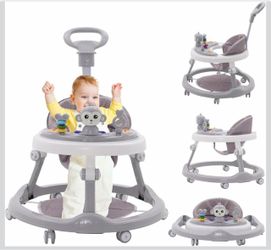 Baby Walker 5-in-1 Baby Walker with Musical Toy and Removable Dinner Plate, 360 Degree Wheels without Noise, Foldable Baby Walker Walking Aid Babies f